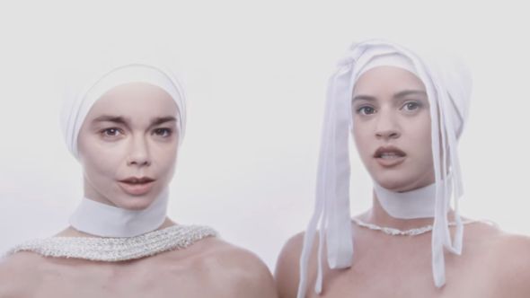 Bjork and Rosalia in video for "Oral"